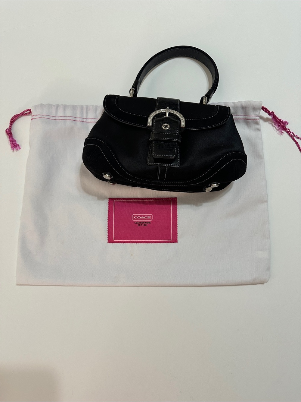 COACH Y2K VINTAGE 2004 MADISON MINI TOP HANDLE CRYSTAL SATIN SUEDE BAG RARE MINT - Picture 15 of 15